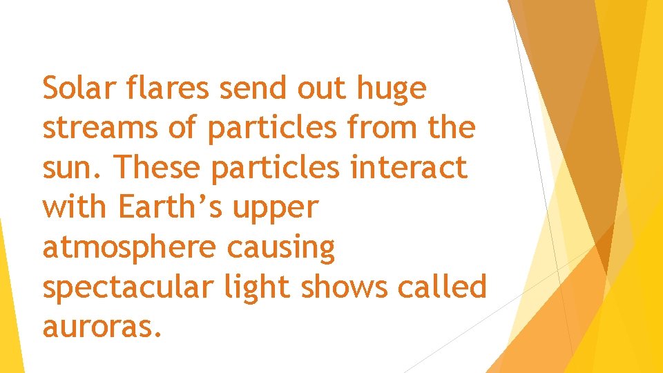 Solar flares send out huge streams of particles from the sun. These particles interact