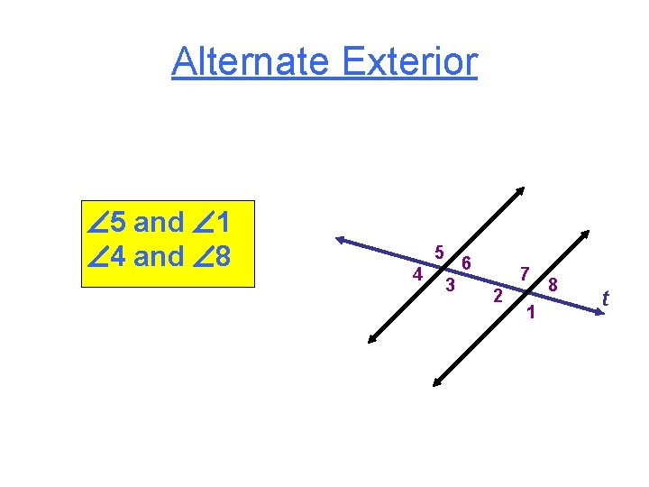 Alternate Exterior 5 and 1 4 and 8 5 4 6 3 7 2