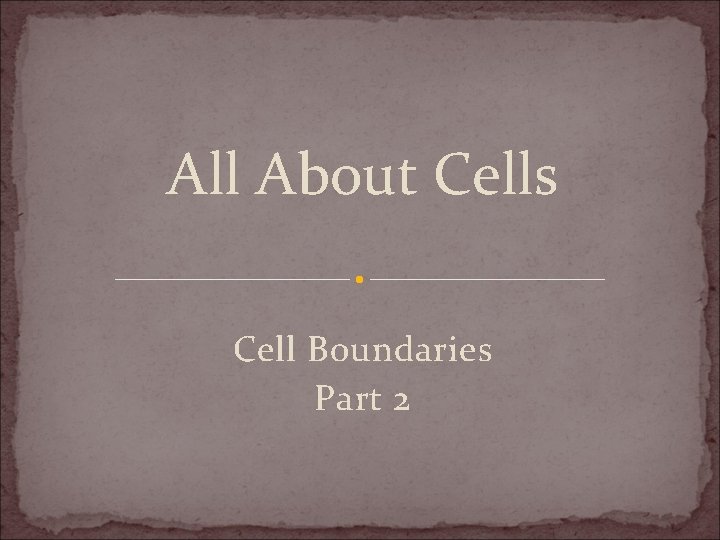 All About Cells Cell Boundaries Part 2 Getting
