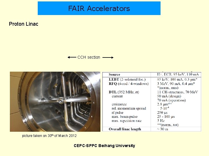 FAIR Accelerators Proton Linac CCH section picture taken on 30 th of March 2012