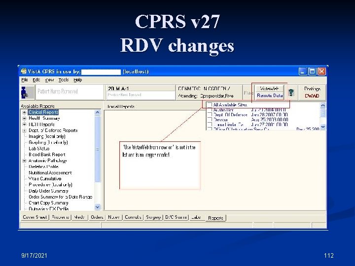CPRS v 27 RDV changes 9/17/2021 112 