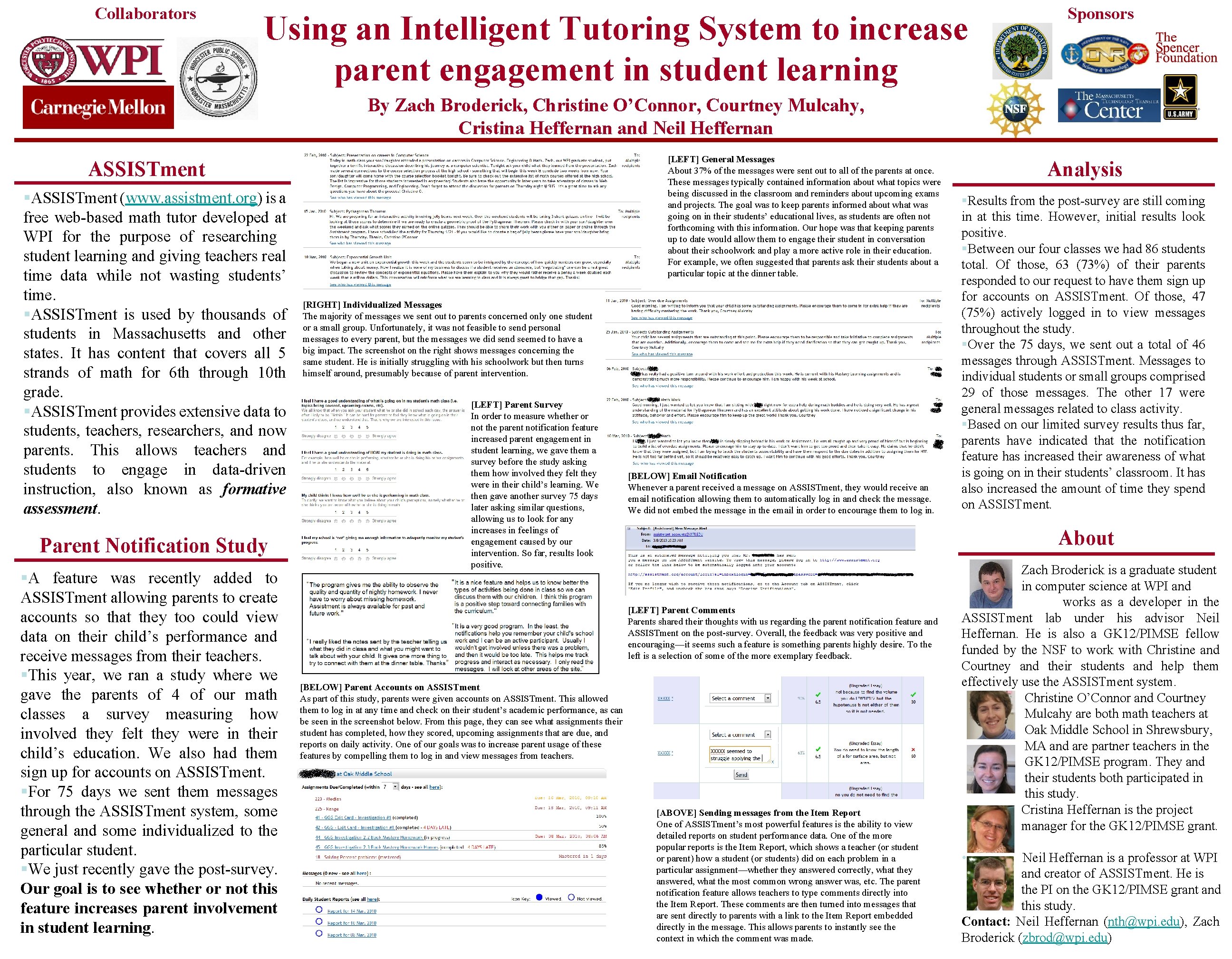 Collaborators Using an Intelligent Tutoring System to increase parent engagement in student learning Sponsors