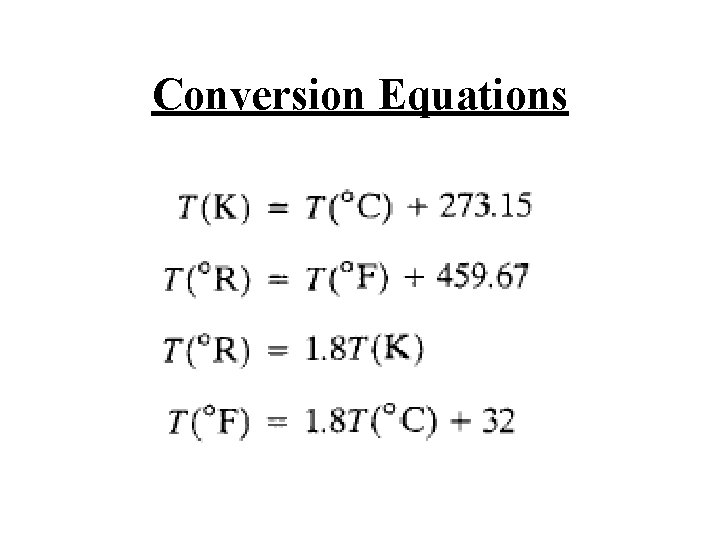 Conversion Equations 