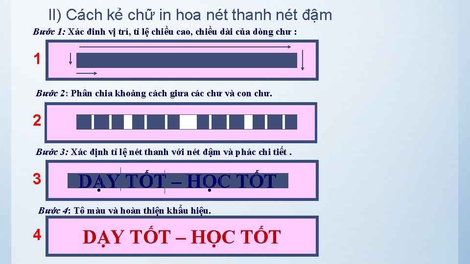 II) Cách kẻ chữ in hoa nét thanh nét đậm Bước 1: Xác đinh