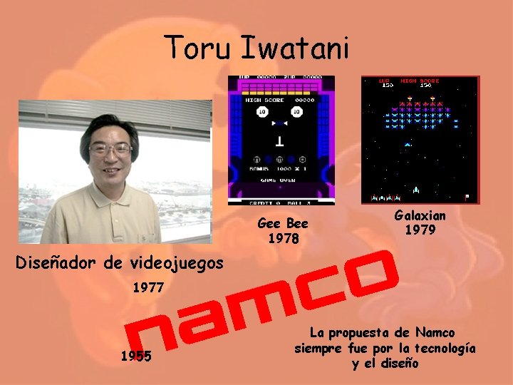 Toru Iwatani Gee Bee 1978 Galaxian 1979 Diseñador de videojuegos 1977 1955 La propuesta Toru Iwatani Gee Bee 1978 Galaxian 1979 Diseñador de videojuegos 1977 1955 La propuesta