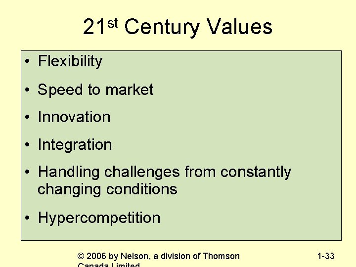 st 21 Century Values • Flexibility • Speed to market • Innovation • Integration