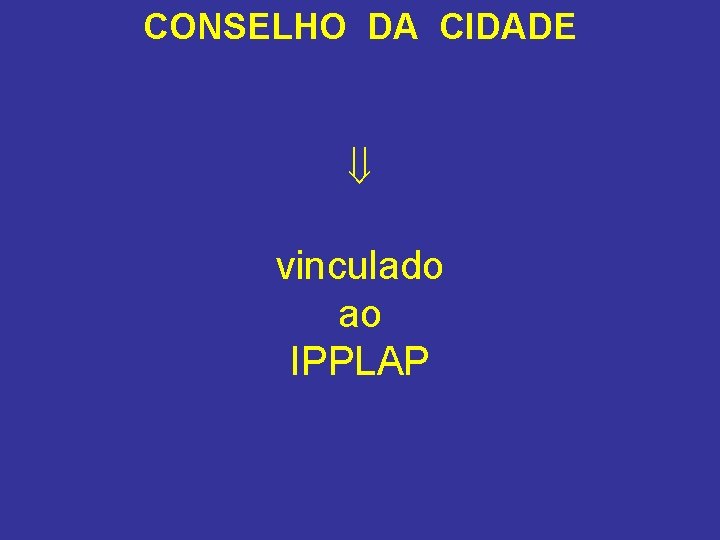 CONSELHO DA CIDADE vinculado ao IPPLAP 