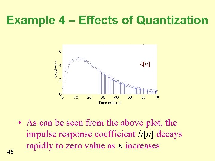 Example 4 – Effects of Quantization h[n] 46 • As can be seen from