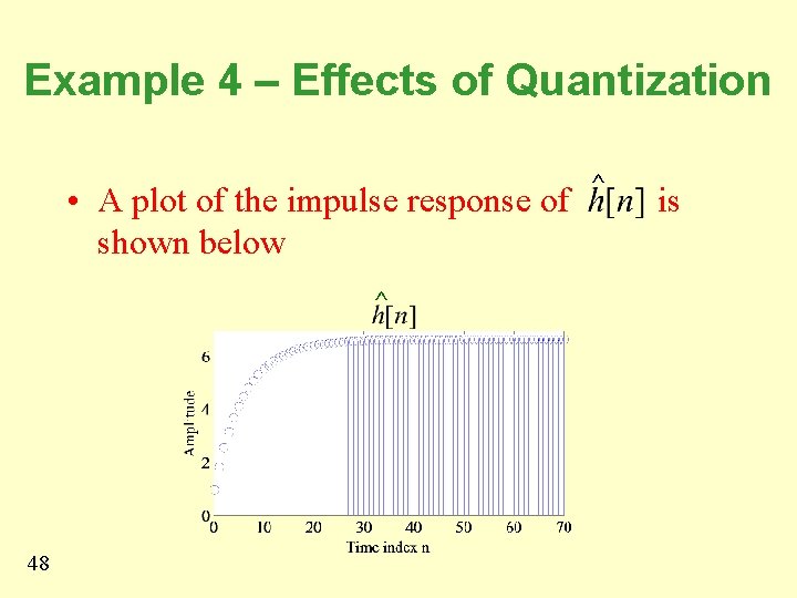 Example 4 – Effects of Quantization • A plot of the impulse response of