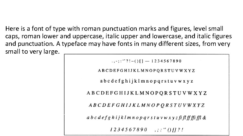 Here is a font of type with roman punctuation marks and figures, level small