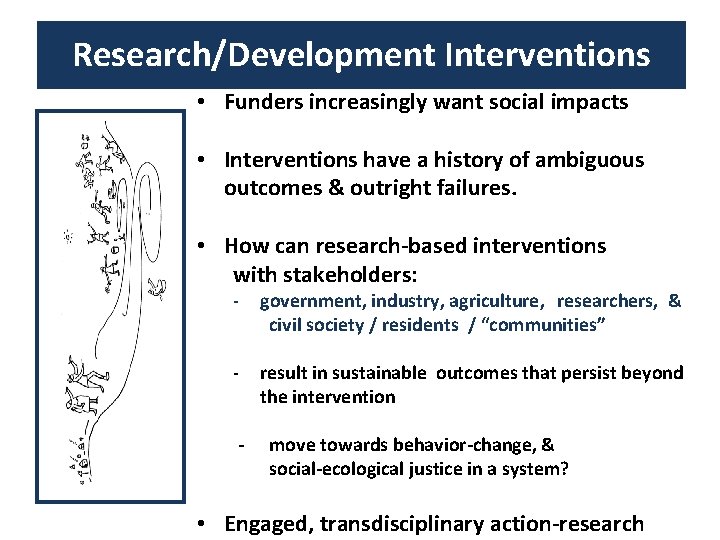 Research/Development Interventions • Funders increasingly want social impacts • Interventions have a history of