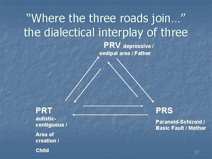 “Where three roads join…” the dialectical interplay of three PRV depressive / oedipal area