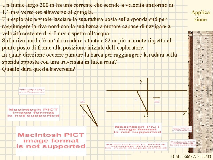 Un fiume largo 200 m ha una corrente che scende a velocità uniforme di