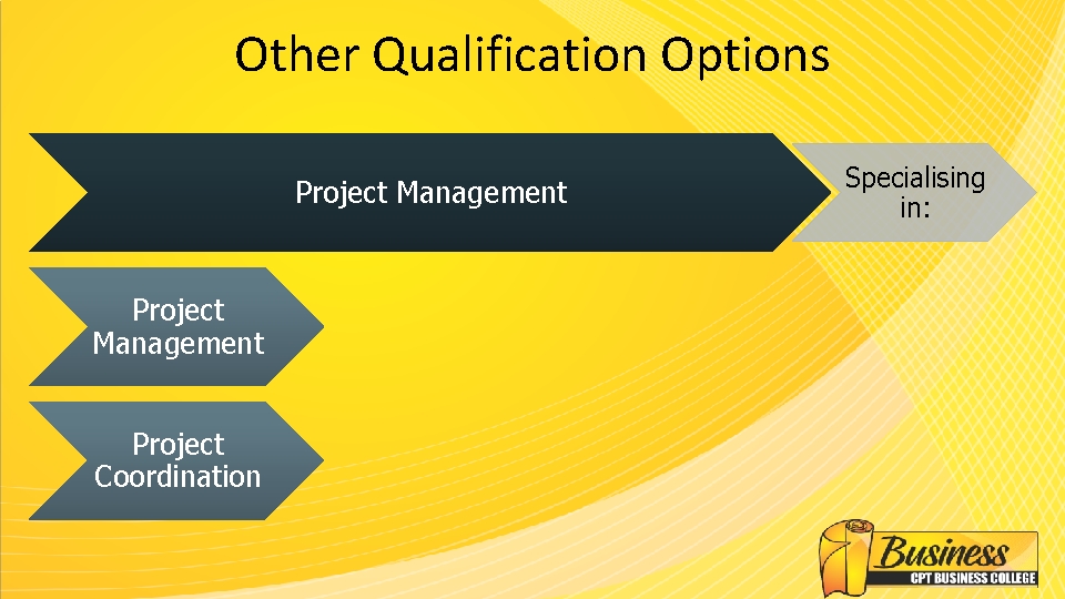 Other Qualification Options Project Management Project Coordination Specialising in: Other Qualification Options Project Management Project Coordination Specialising in: