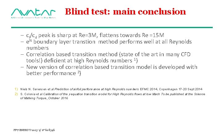 Blind test: main conclusion – cl/cd peak is sharp at Re=3 M, flattens towards