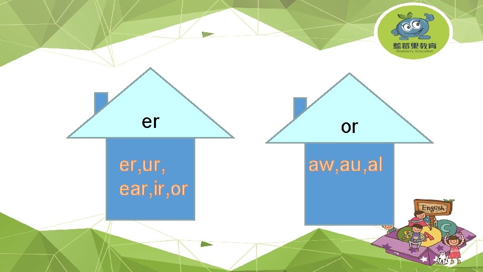 er or er, ur, ear, ir, or aw, au, al 