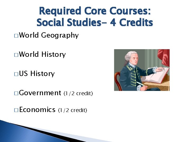 Required Core Courses: Social Studies- 4 Credits � World Geography � World History �