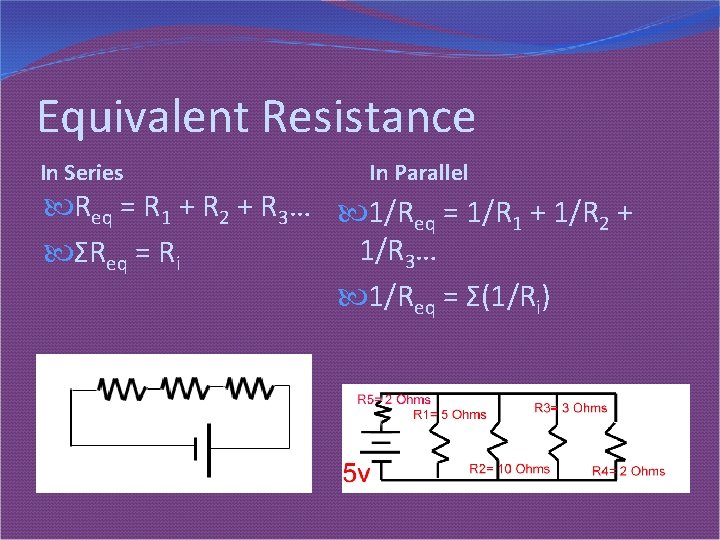 Equivalent Resistance In Series In Parallel Req = R 1 + R 2 +