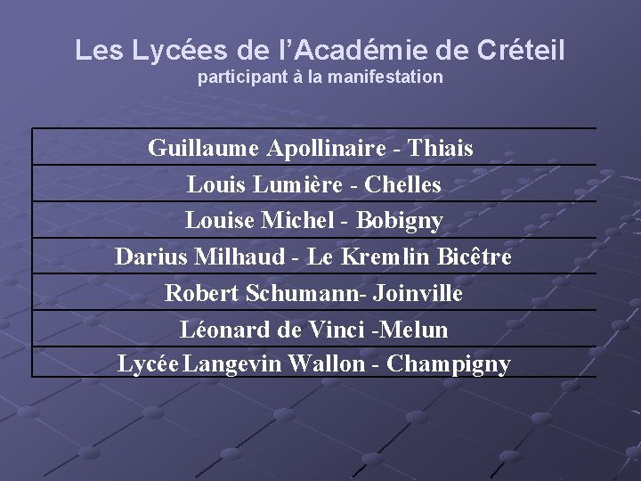 Les Lycées de l’Académie de Créteil participant à la manifestation Guillaume Apollinaire - Thiais