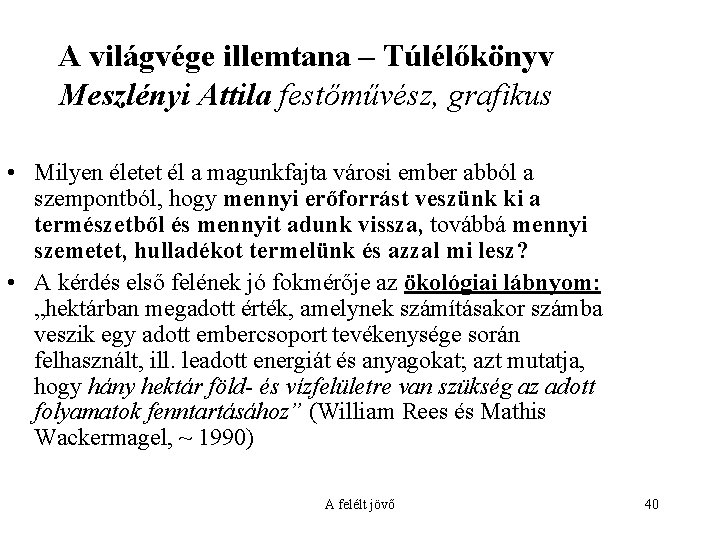 A világvége illemtana – Túlélőkönyv Meszlényi Attila festőművész, grafikus • Milyen életet él a