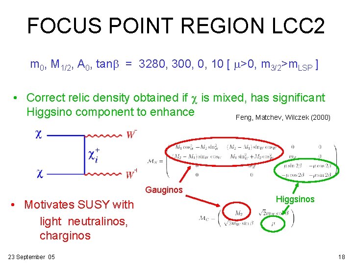 FOCUS POINT REGION LCC 2 m 0, M 1/2, A 0, tanb = 3280,