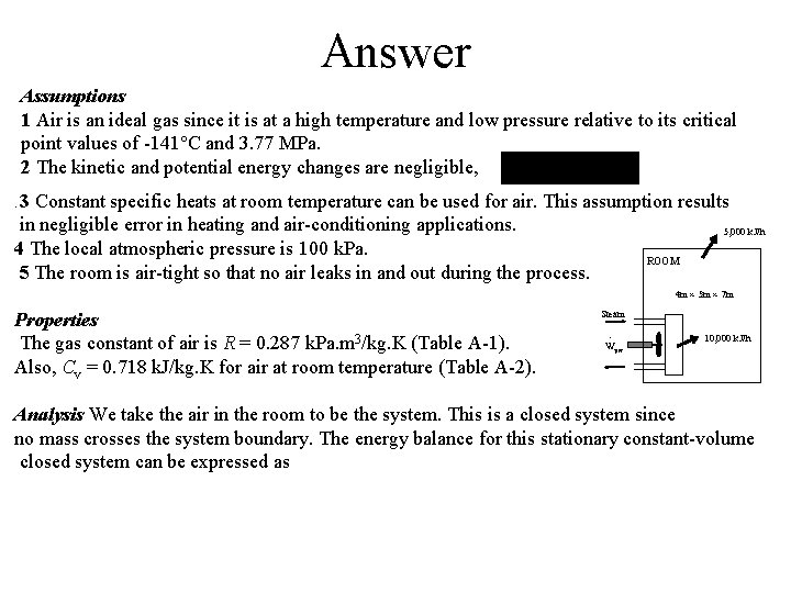 Answer Assumptions 1 Air is an ideal gas since it is at a high