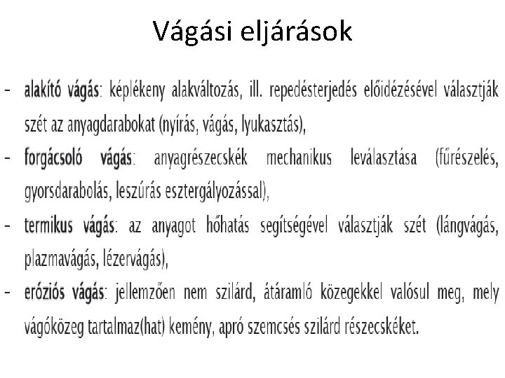 Vágási eljárások 