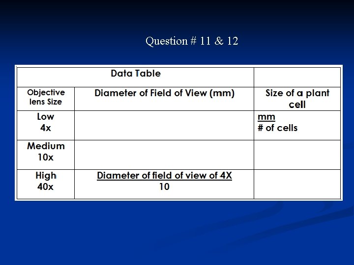 Question # 11 & 12 