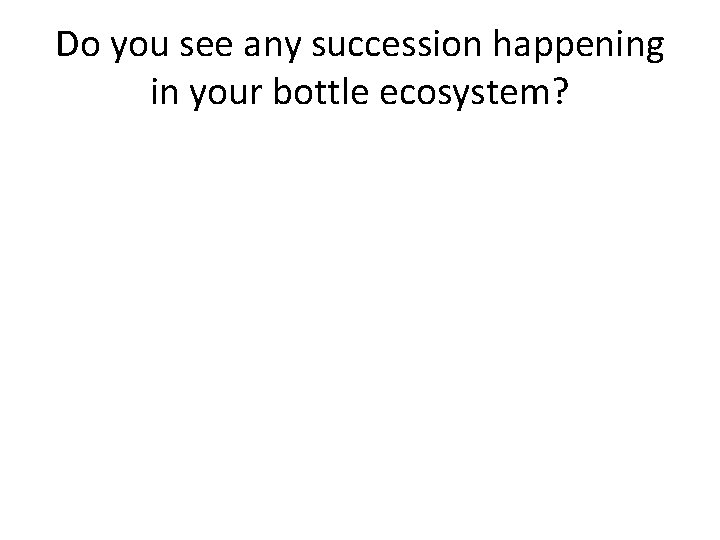 Do you see any succession happening in your bottle ecosystem? 