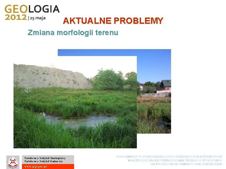 AKTUALNE PROBLEMY Zmiana morfologii terenu Państwowy Instytut Geologiczny Państwowy Instytut Badawczy www. pgi. gov.