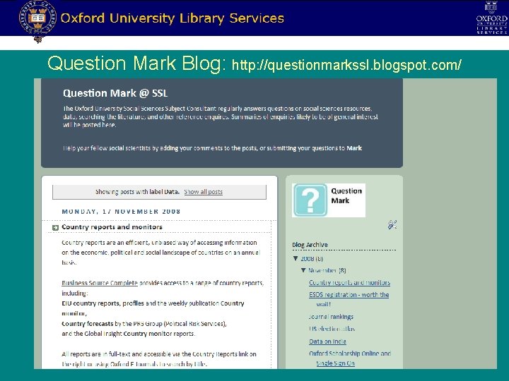 Question Mark Blog: http: //questionmarkssl. blogspot. com/ 