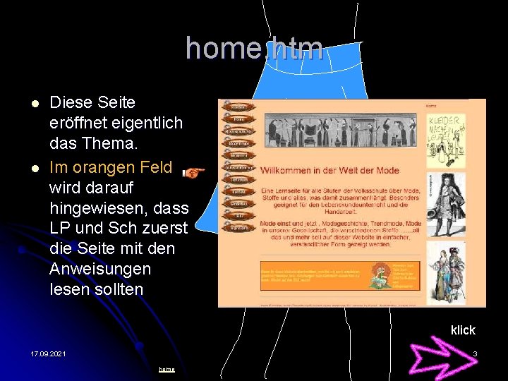 home. htm l l Diese Seite eröffnet eigentlich das Thema. Im orangen Feld wird