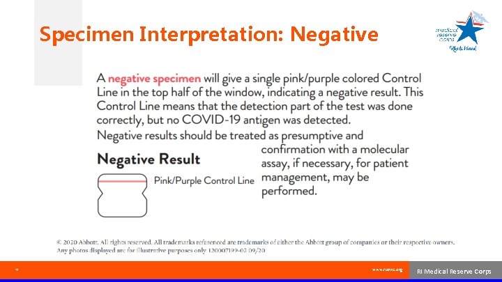 Specimen Interpretation: Negative 12 www. rimrc. org RI Medical Reserve Corps 