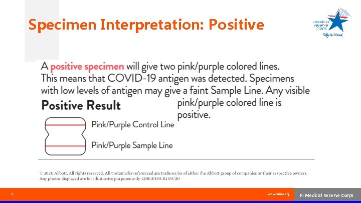 Specimen Interpretation: Positive 13 www. rimrc. org RI Medical Reserve Corps 