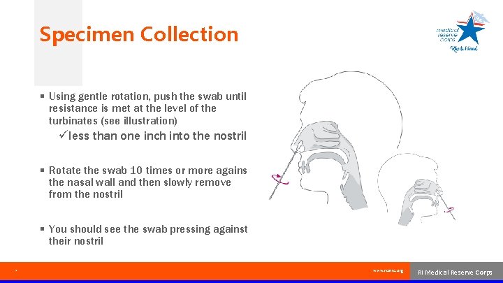 Specimen Collection § Using gentle rotation, push the swab until resistance is met at