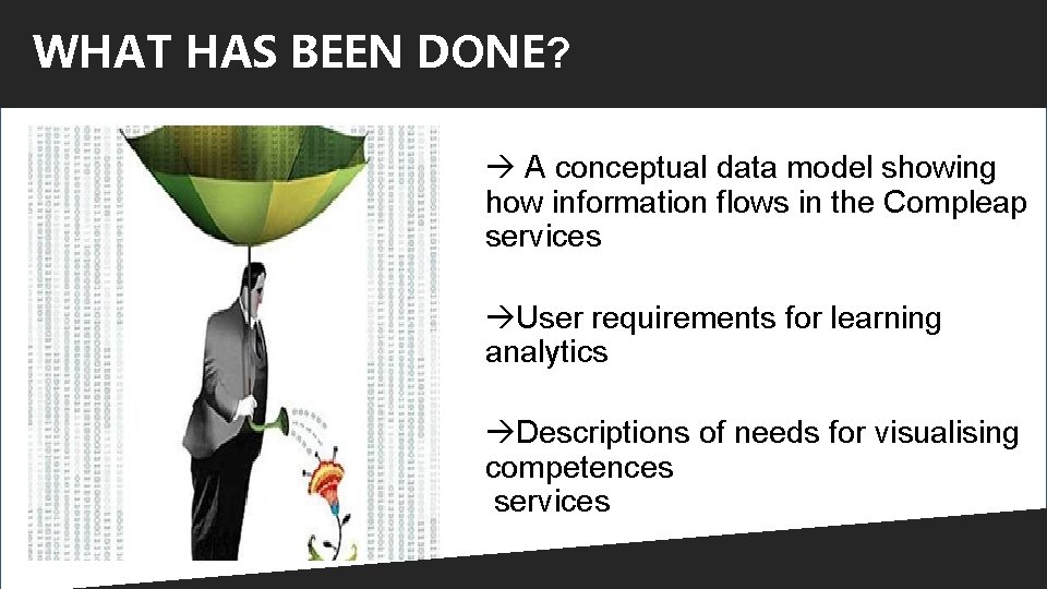 WHAT HAS BEEN DONE? A conceptual data model showing how information flows in the