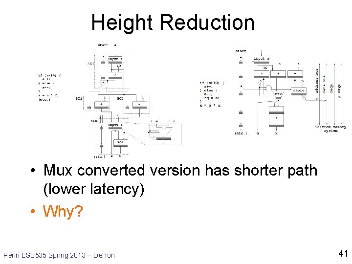 Height Reduction • Mux converted version has shorter path (lower latency) • Why? Penn