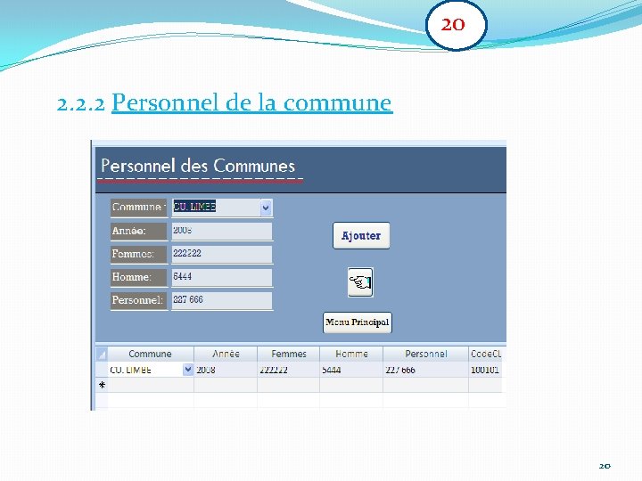 20 2. 2. 2 Personnel de la commune 20 