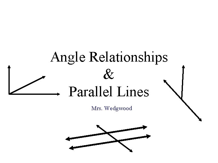 Angle Relationships & Parallel Lines Mrs. Wedgwood 