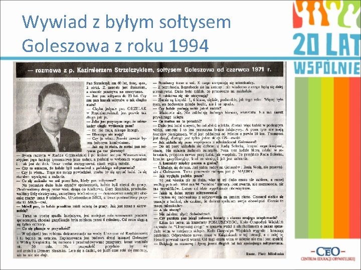 Wywiad z byłym sołtysem Goleszowa z roku 1994 
