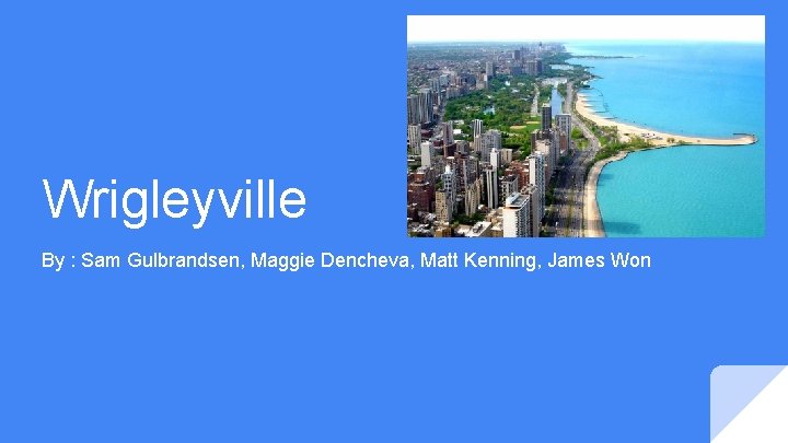Wrigleyville By : Sam Gulbrandsen, Maggie Dencheva, Matt Kenning, James Won 