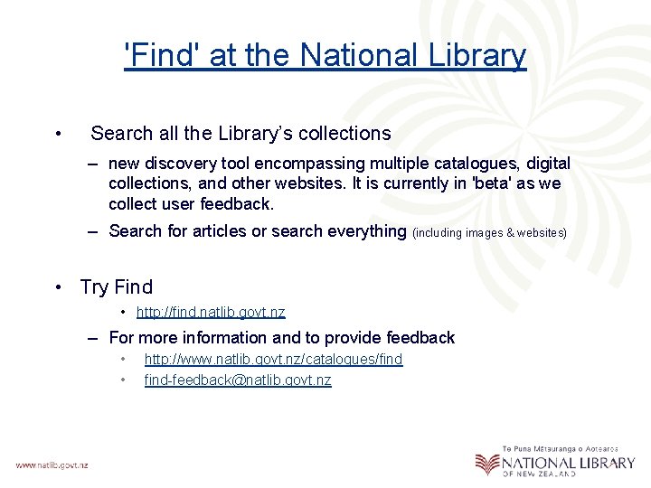 'Find' at the National Library • Search all the Library’s collections – new discovery