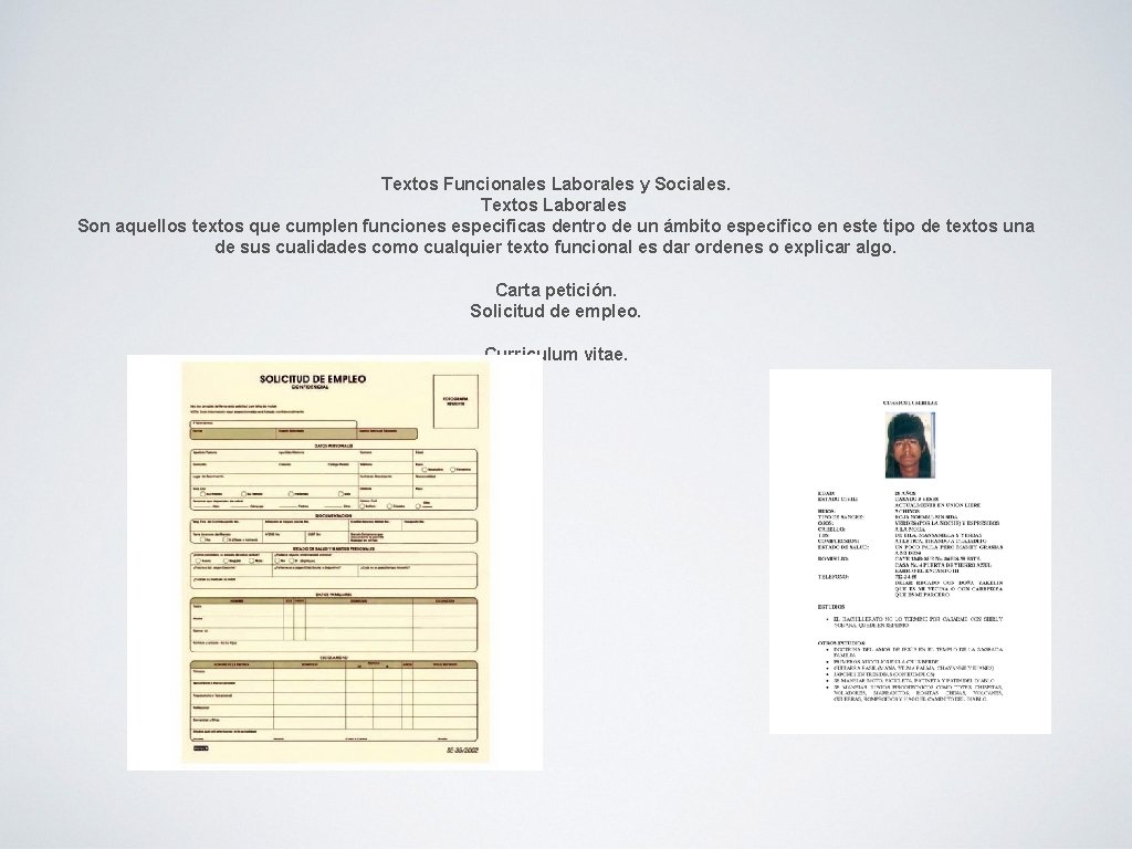 Textos Funcionales Laborales y Sociales. Textos Laborales Son aquellos textos que cumplen funciones especificas