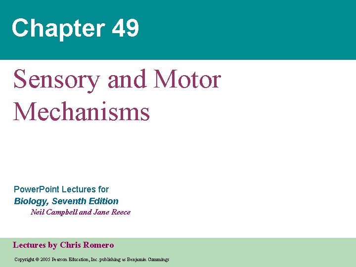 Chapter 49 Sensory and Motor Mechanisms Power. Point Lectures for Biology, Seventh Edition Neil