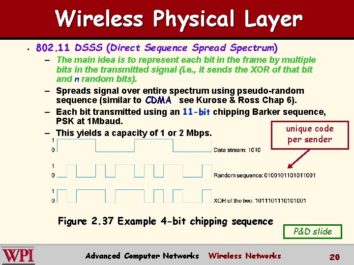 Wireless Physical Layer § 802. 11 DSSS (Direct Sequence Spread Spectrum) – The main