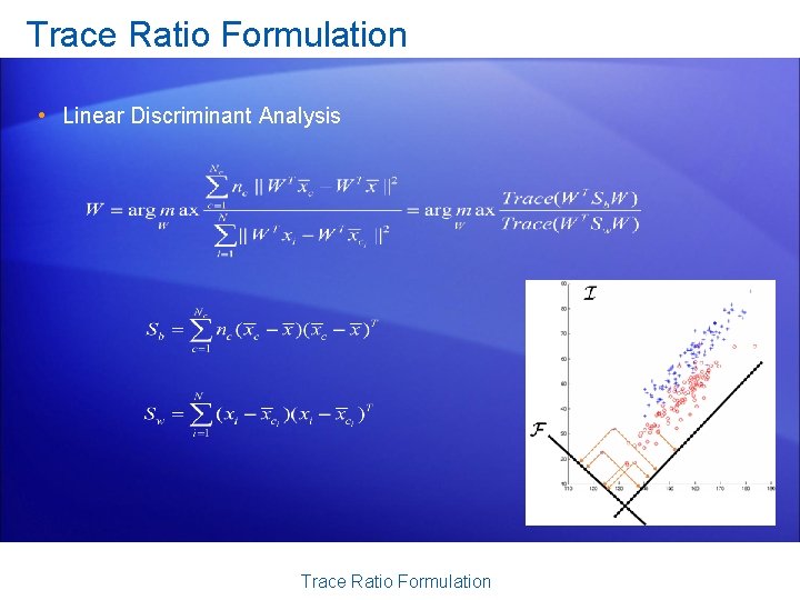 Trace Ratio Formulation • Linear Discriminant Analysis Trace Ratio Formulation 