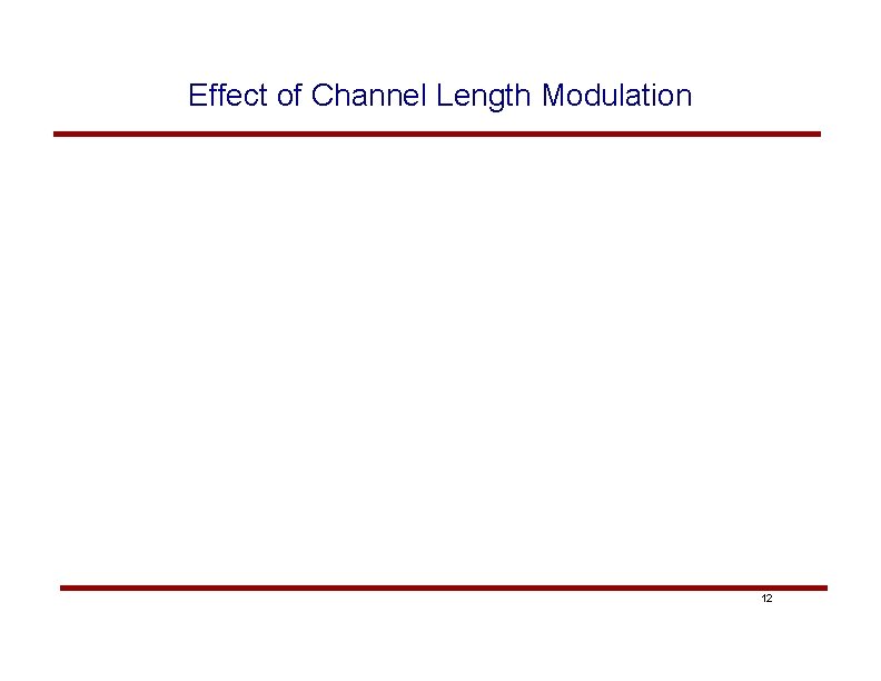 Effect of Channel Length Modulation 12 