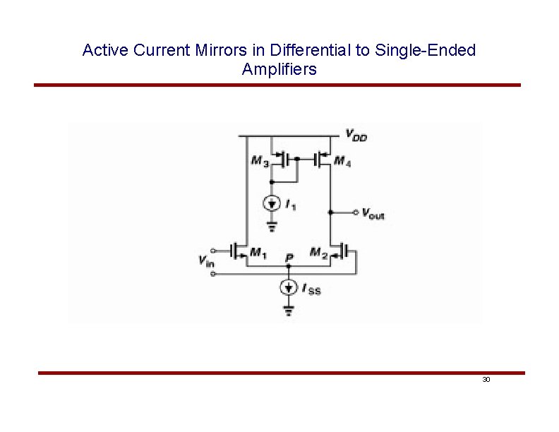 Active Current Mirrors in Differential to Single-Ended Amplifiers 30 