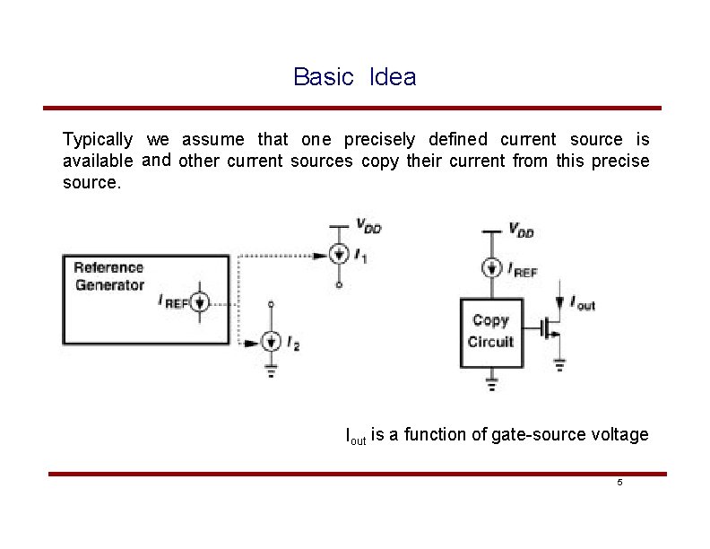 Basic Idea Typically we assume that one precisely defined current source is available and