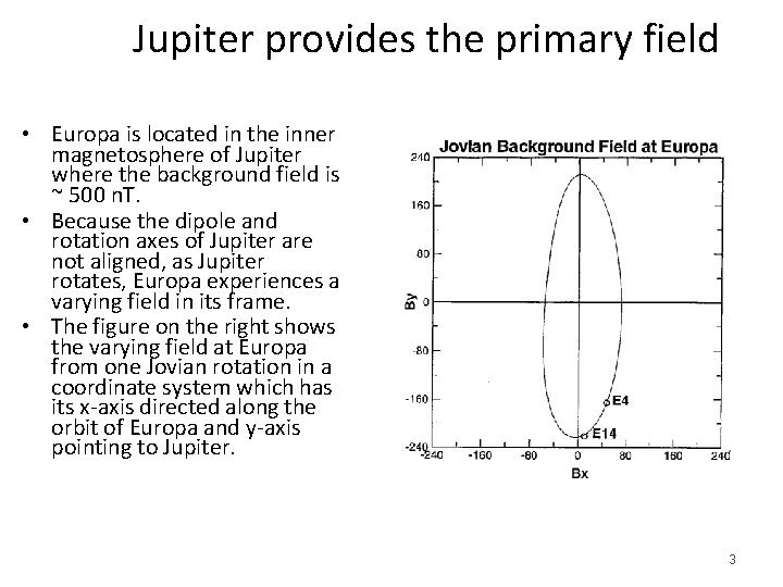 Jupiter provides the primary field • Europa is located in the inner magnetosphere of